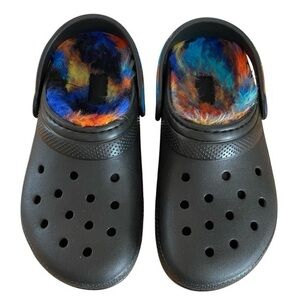 Crocs Black Classic Lined Tie-Dye Clogs